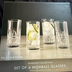 GLUCKSTEIN HOME 450ml (15.2 fl oz) WINDSOR
COLLECTION SET OF 4 HIGHBALL GLASSES